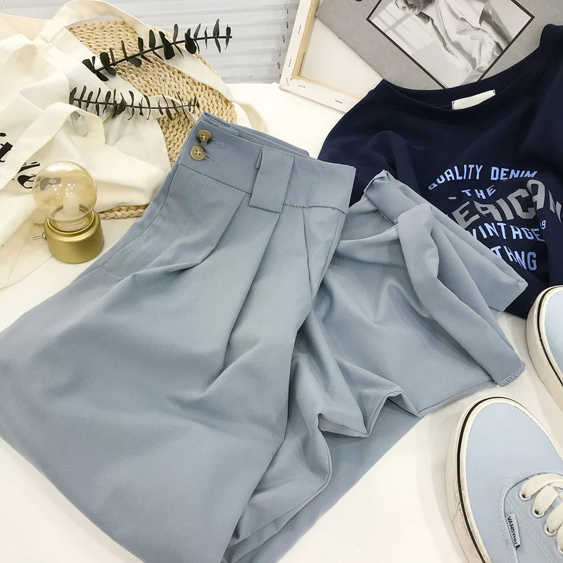 

KUSAHIKI Korean Elegant Solid Woman Suit Pants Summer High Waist Long Trousers 2021 New Harem Pants Mujer Pantalones 6H638