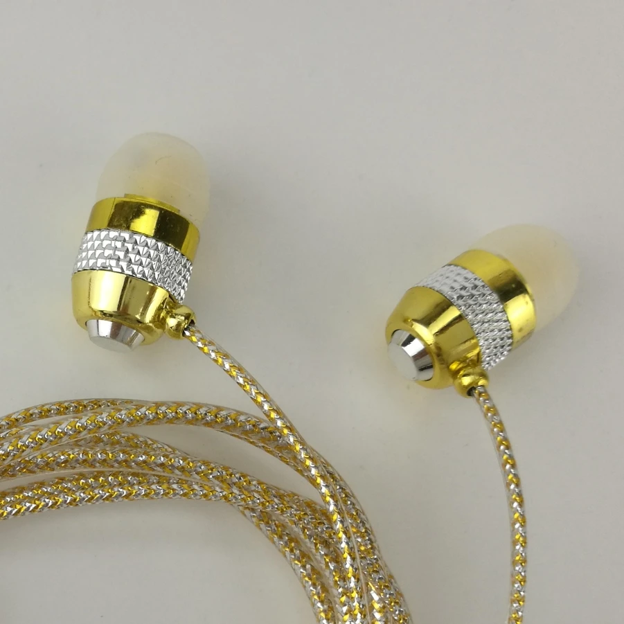 Factory Direct Deal Wholesale Shine Glitter Golden Sliver Pink Earphones Earcup Headset with Microphone Mic Crystal Line 50pcs