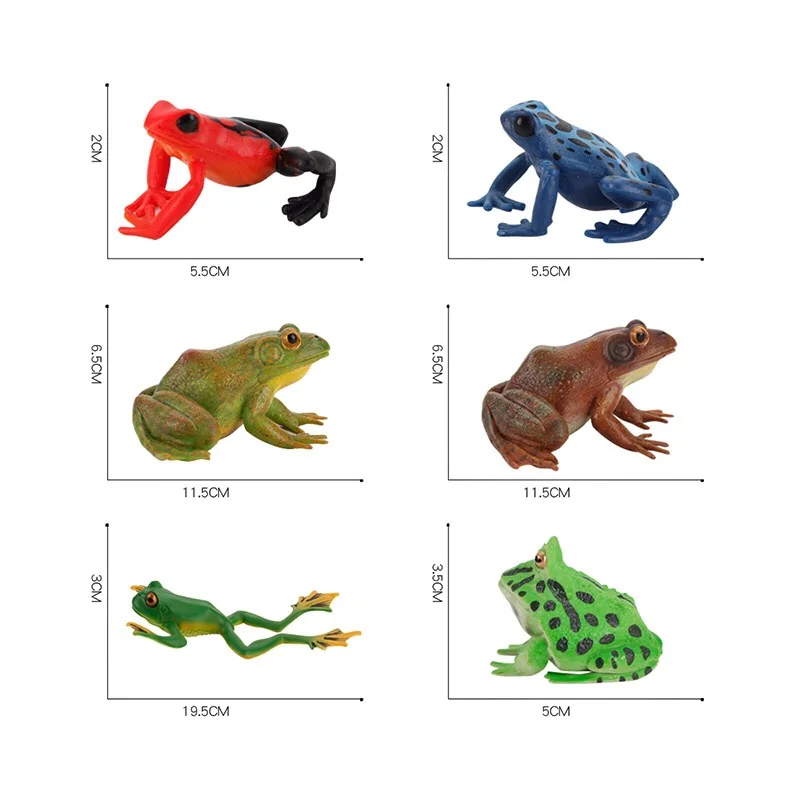 Фигурки лягушек 6 шт. коллекционные игрушки познавательные дикие животные