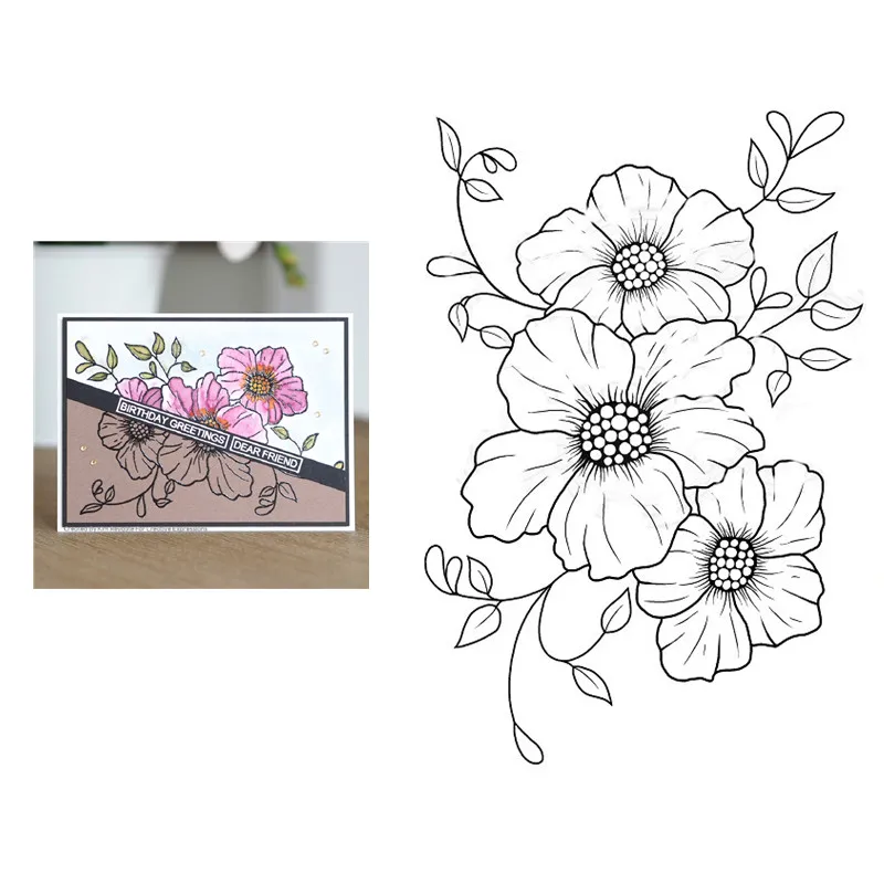 

Metal Cutting Dies and Flower Stamps Set Scrapbook Diary Secoration Embossing Template DIY Card 2021 New Christmas