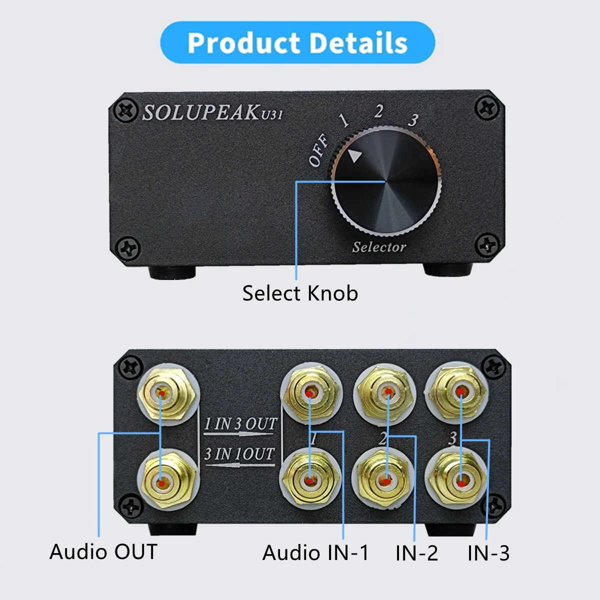 Выход SOLUPEAK U31 1(3) в 3(1) выход RCA стерео аудио источник переключатель сигналов
