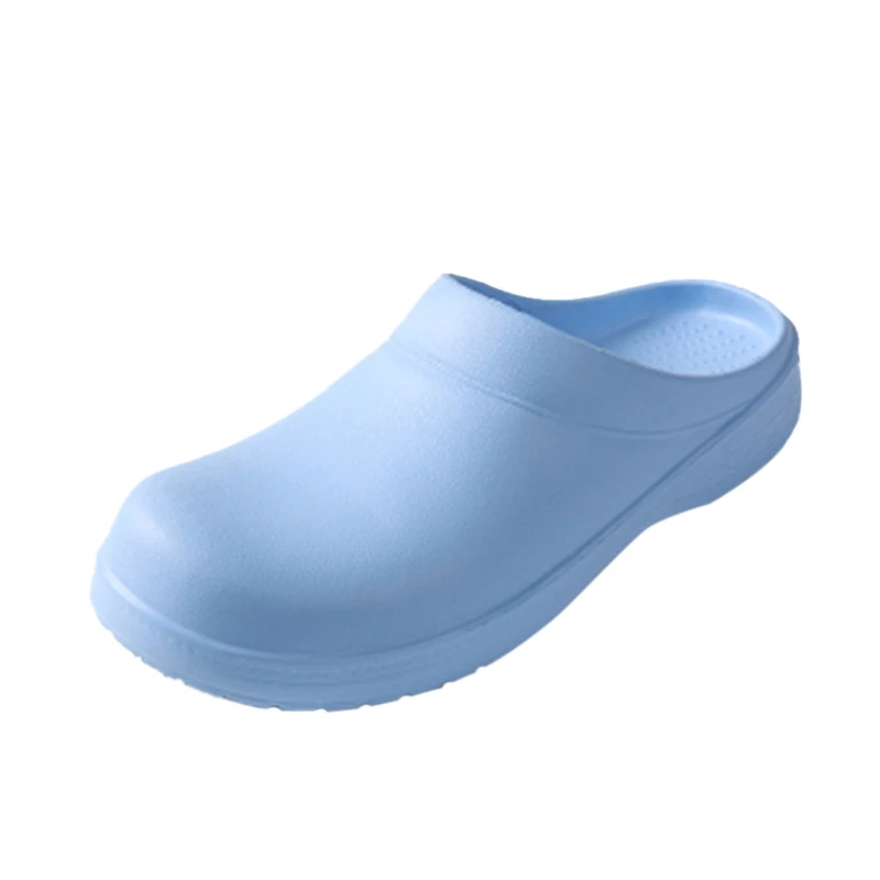 Light blue Обувь для шеф-повара; обувь для кухни; мужские тапочки; Нескользящие тапочки для врача-повара; однотонные туфли для хирургической медсестры - Цвет: Light blue