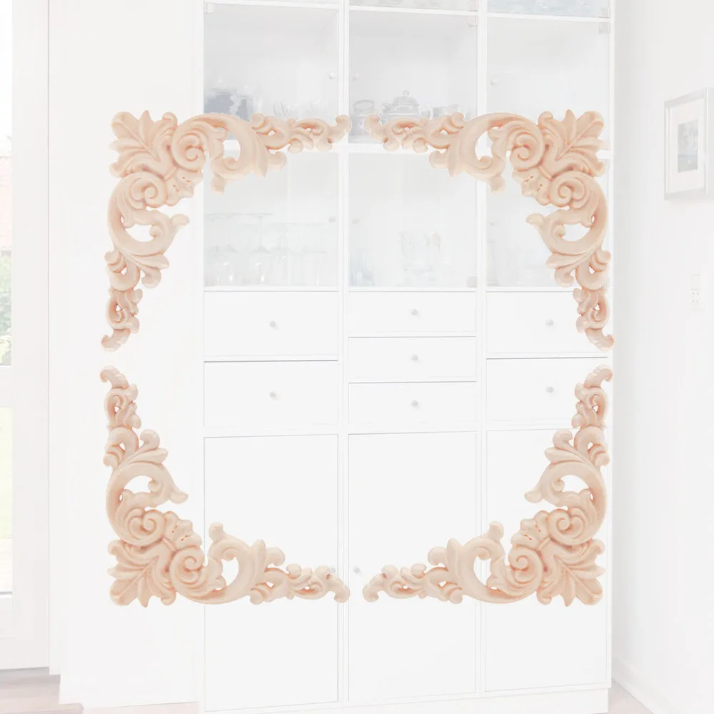 4 шт. деревянная резная аппликация из цельного дерева угловая ложка Неокрашенная