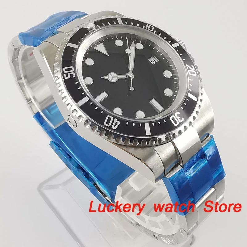 Мужские механические часы Parnis 42 мм черный стерильный циферблат светящиеся