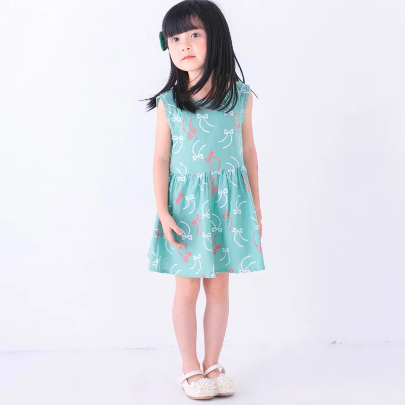 Girls Dress Summer Clothes for Kids Children Princess Trendy Casual Ribbon Dresses Sleeveless 2 to 7 Years | Детская одежда и