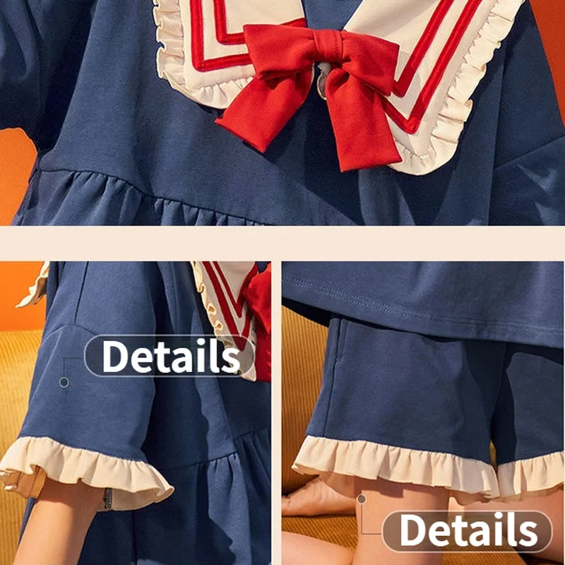 Женский пижамный комплект с бантом летняя одежда для сна коротким рукавом и