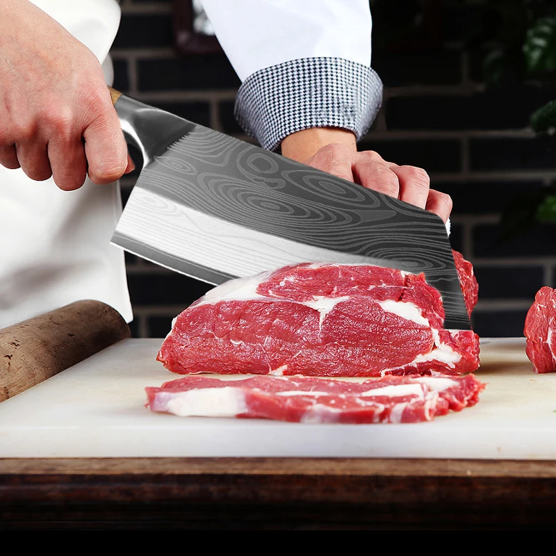 Кухонный нож бытовой из нержавеющей стали для мяса шеф повара китайский ручной