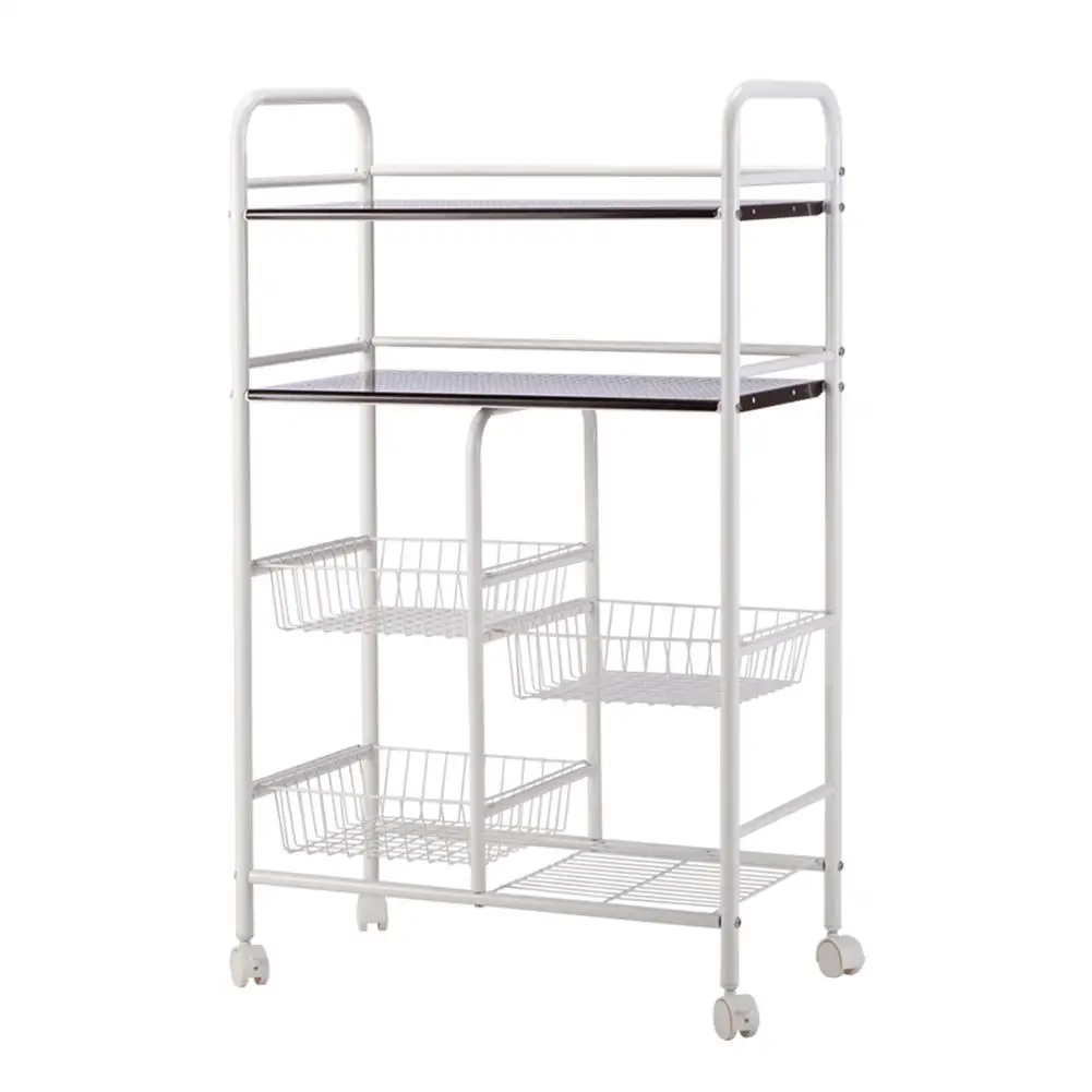 

4 Layers Storage Cart Oven Stand Strong Bearing Capacity Rack Mobile Shelving Organizer Living Room Bathroom Trolley