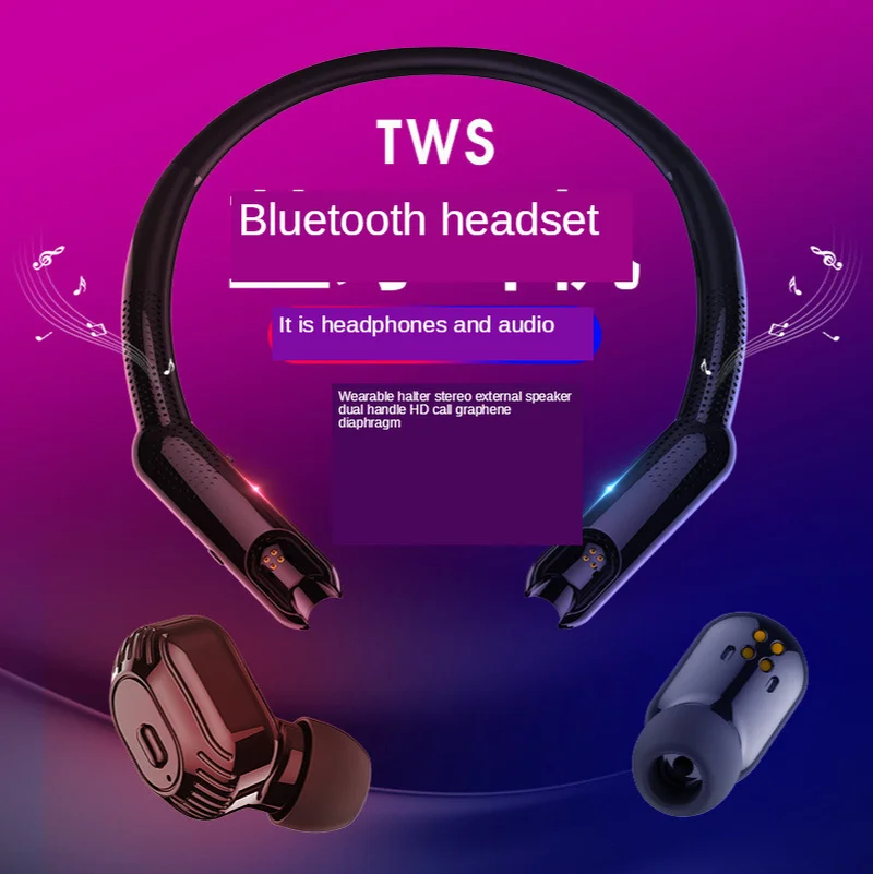 

New Hanging Neck Wireless Headphones Bluetooth 5.0 Earphone TWS Mini In-ear Sports Running Headset Support All Phones HD Call