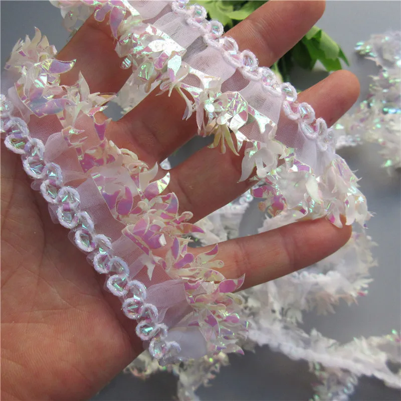 2 слоя плиссированной вуали шириной 3 см яркие цветные кружева с оборками отделка