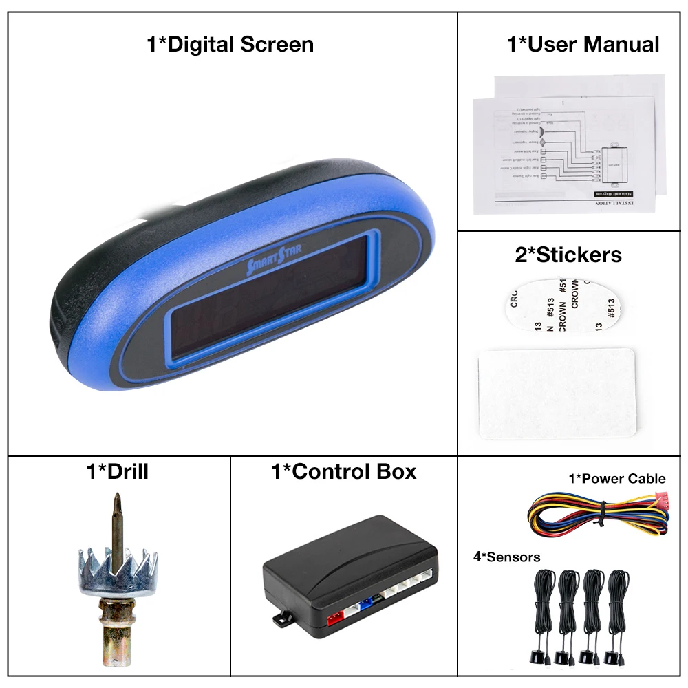 Автомобильный парктроник комплект с 4 датчиками s и ЖК дисплеем система
