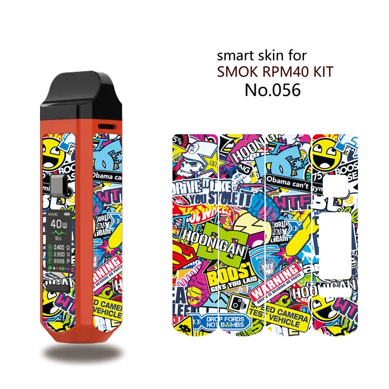 

10pcs High Quality Fashion Ultra Thin PVC Sticker For RPM40 Pod Kit Vape 1500mAh RPM 40 4.3ml Cartridge 9 styles