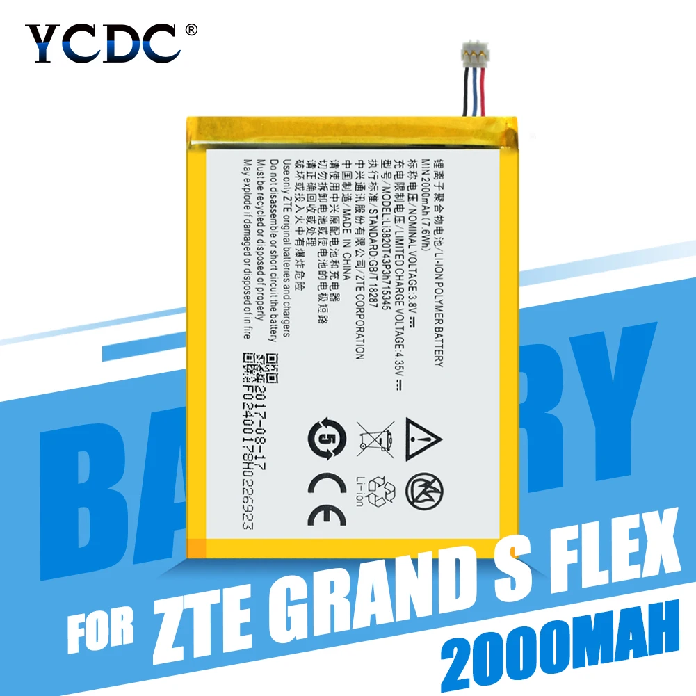 Литий полимерная натуральная Li3820T43P3h715345 батарея для zte Grand S Flex MF910 MF920 2000 мАч
