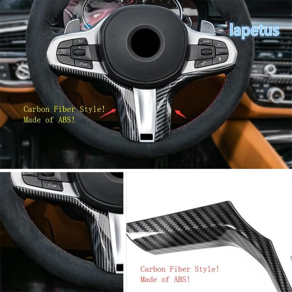 

Lapetus Auto Steering Wheel Decoration Frame Cover Trim 2 Pcs / Set Fit For BMW X3 G01 2018 2019 2020 2021 ABS Carbon Fiber Look