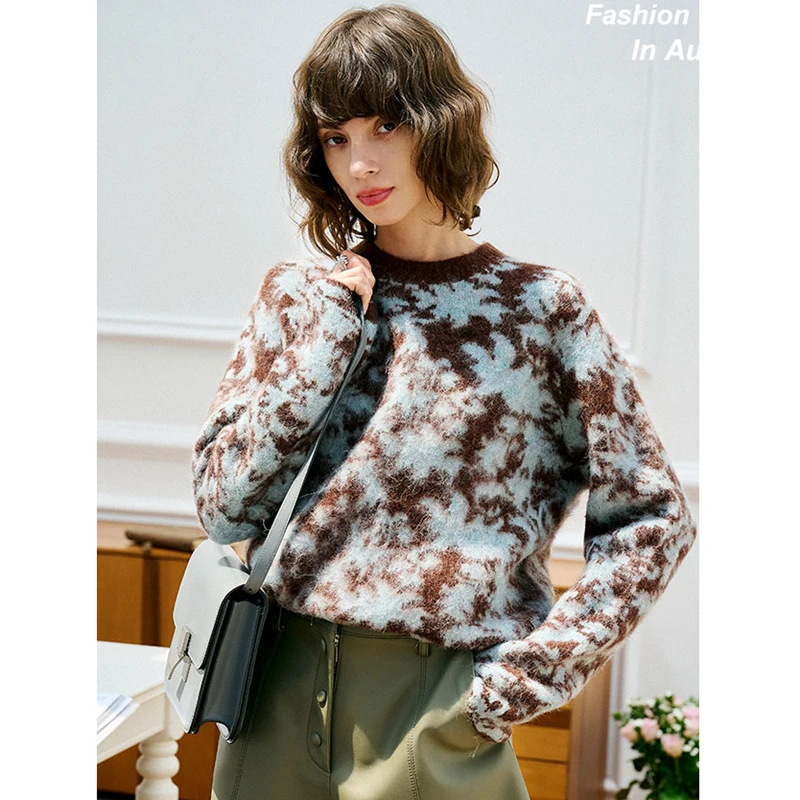 

Sweater Women Alpaca Wool Blended Knitted O Neck Long Sleeves Casual Style High Quality Pullover Casual Style New Fashion