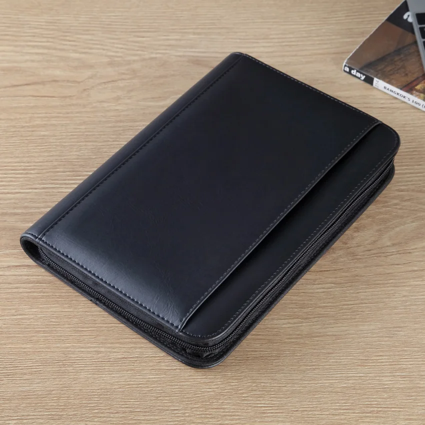 

business document bag brief case A5 padfolio file folder with zipper notepad writing pad pocket for documents ipad calculator