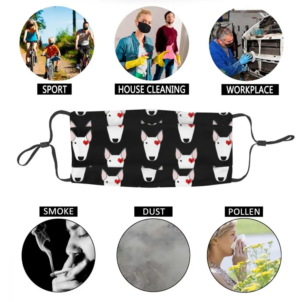 

Bull Terrier Dog Lover Reusable Mouth Face Mask Anti Haze Dustproof Mask Protection Cover Respirator Mouth Muffle