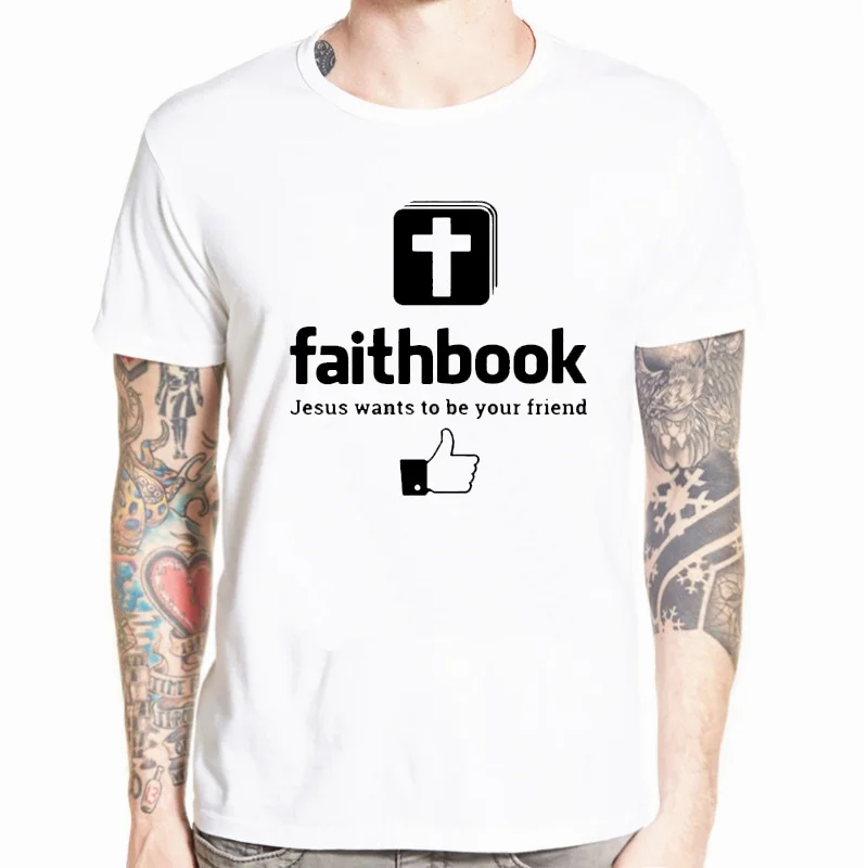 

Футболка с надписью «New God Want To Be Your Friend Book»