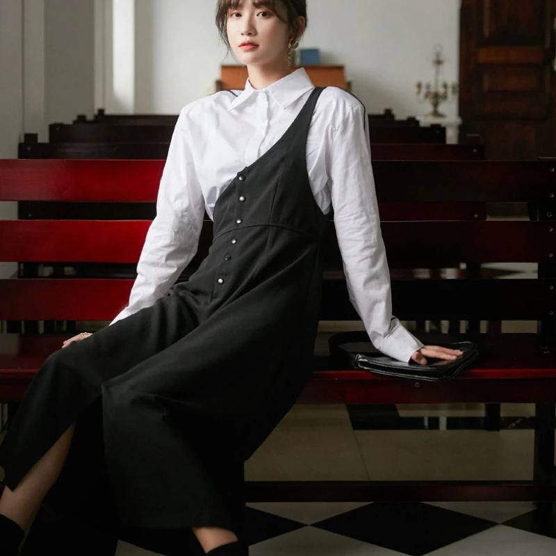 

Single Breasted Contrast Color Long Sleeve Shirt Hong Kong Style Design Loose Women's Blouse Simple Fashion Moda Femme Blusas