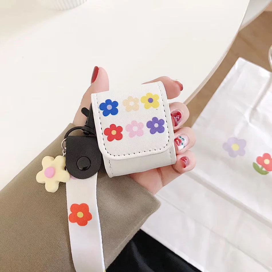 White Flower Чехол для AirPods милый мультяшный слон кожухи головных телефонов для Apple Airpods 2 забавные аксессуары защитный чехол с кольцом на палец - Цвет: White Flower