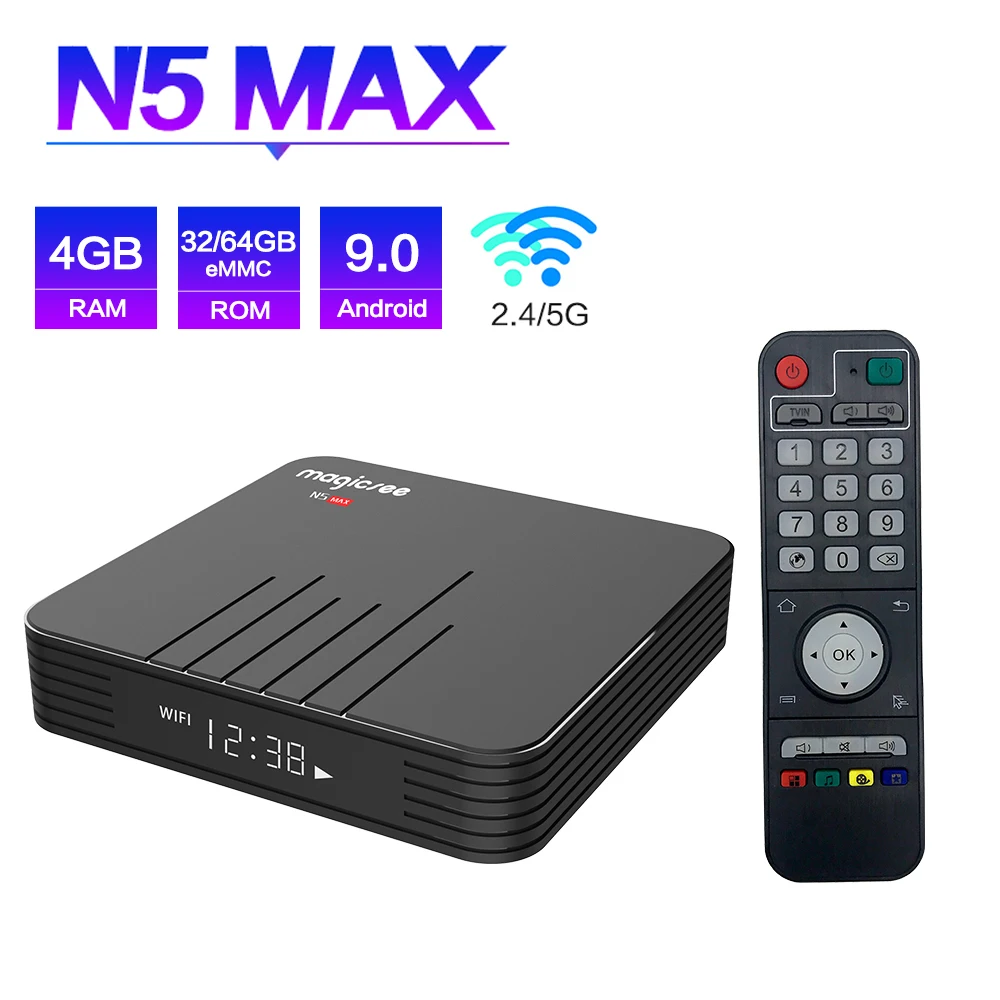 ТВ приставка N5 Max Amlogic S905X3 Android 9 0 4G 32G/64G Rom 2 4 + 5G Dual Wifi Bluetooth 1 смарт 8K