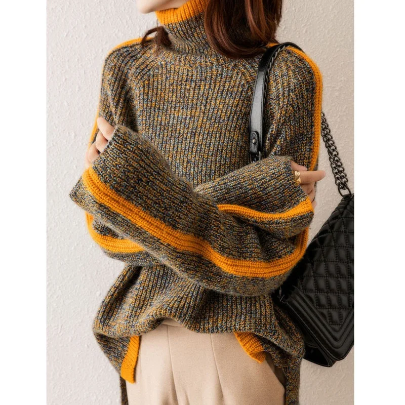 

Thicken Turtleneck Sweater Knitwear Women's Fall/Winter 2021 New Fashion Loose Outer Top