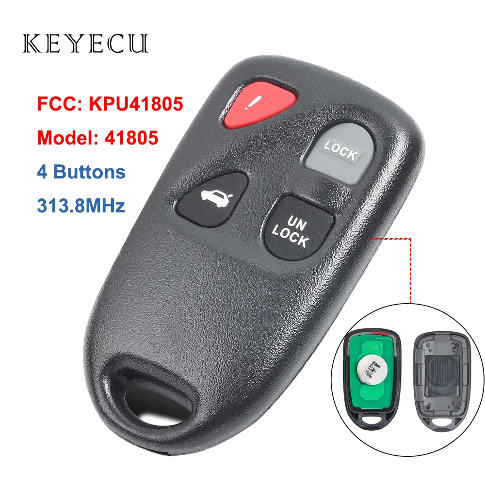 Штатив с 4 кнопками 313 8 МГц для Mazda 6 2003 2004 2005 FCC ID: KPU41805 модель: 41805|Ключ от авто| |