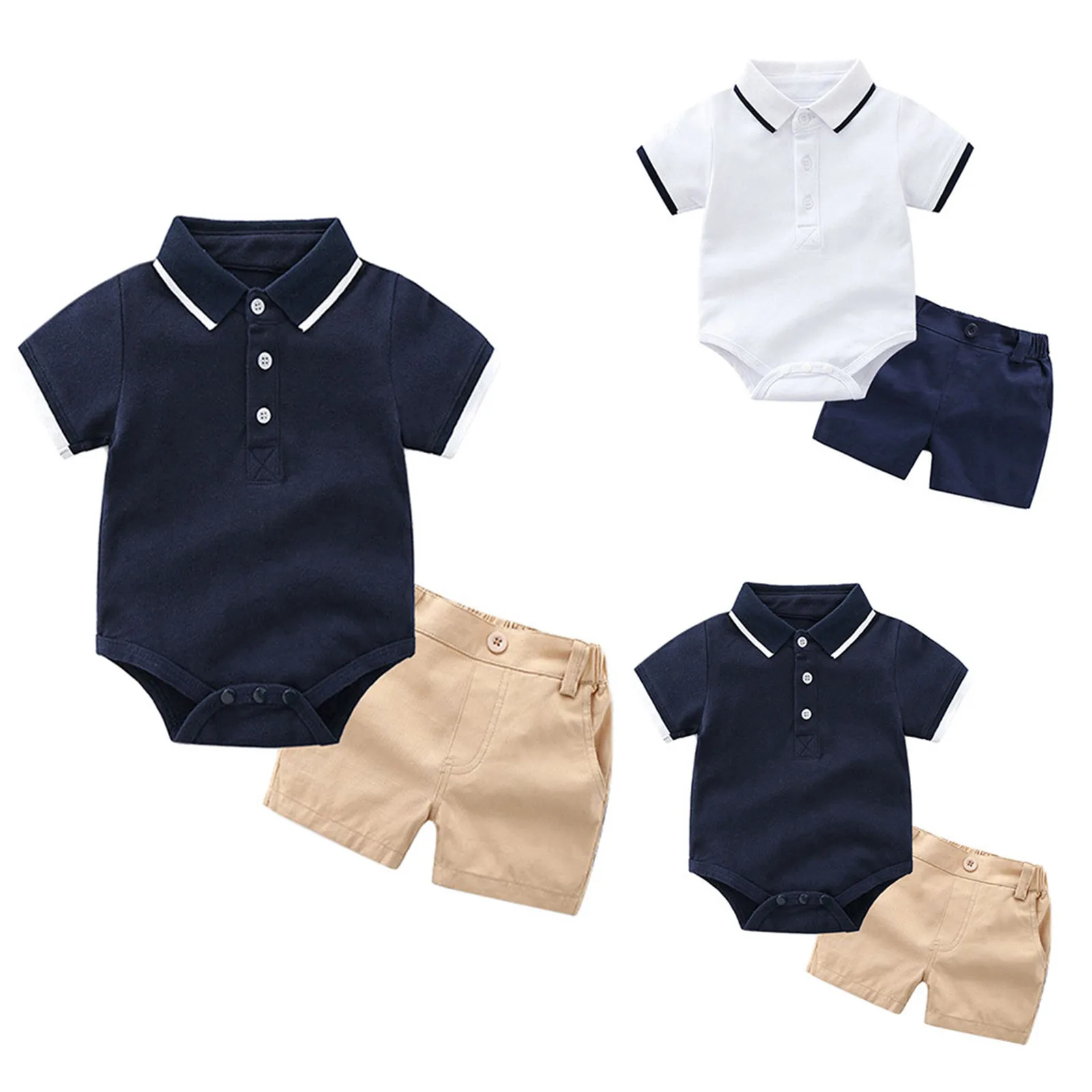 

Toddler Baby Kids Boys T-shirt Romper Tops+ Solid Shorts Outfits Fashion Baby Clothes Boy Sets Daily ropa niÃ±a meisjes kleding