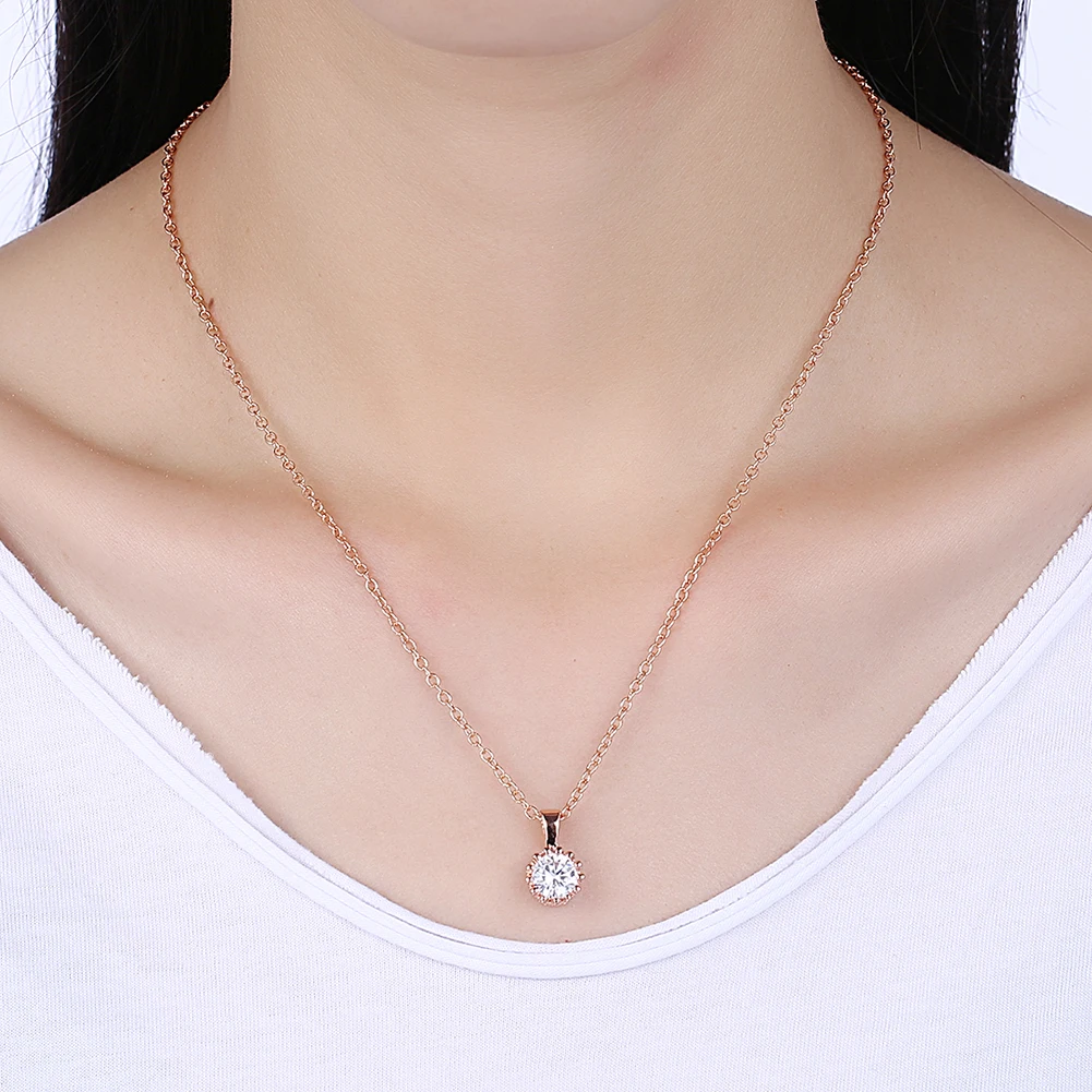 Fashion K Gold Trend Necklace Zircon Rose Female Round Diamond Engagement White Valentine's Day Gift | Украшения и аксессуары