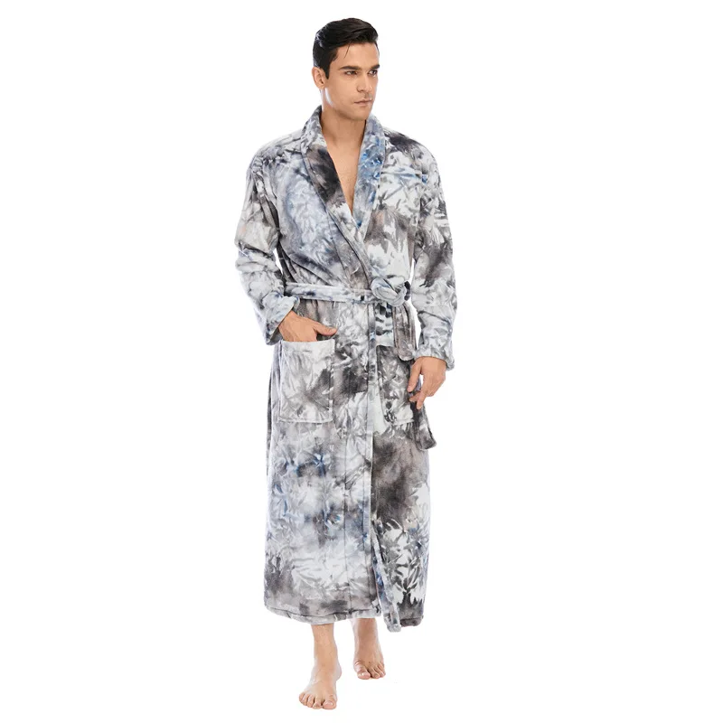 High quality home wear flannel pajamas tie-dye pajamas winter thickening home clothing long sleeve long pajamas2021