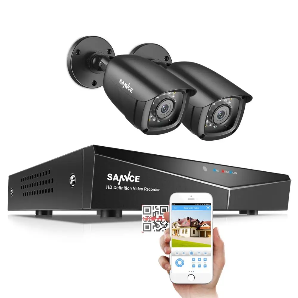 2 cameras SANNCE 4CH 1080P CCTV система 1080N 5в1 HDMI DVR с 2 шт/4 шт наружная Водонепроницаемая камера домашний комплект видеонаблюдения - Цвет: 2 cameras