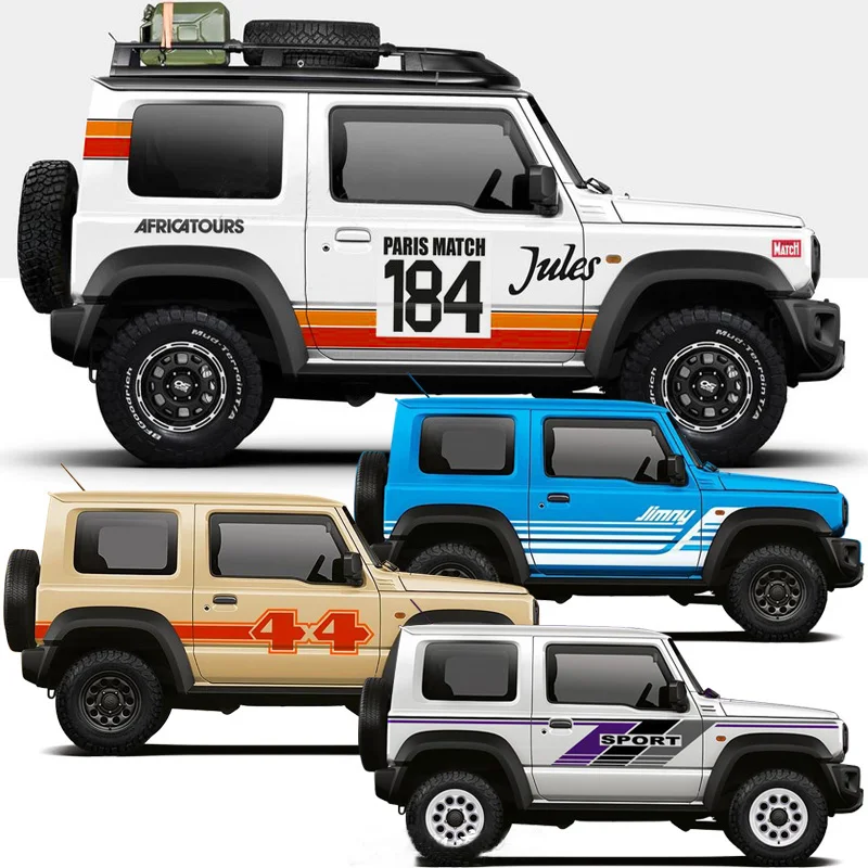 2 шт. автомобиль обе двери сбоку юбка наклейки для Suzuki Jimny Авто полоса виниловые