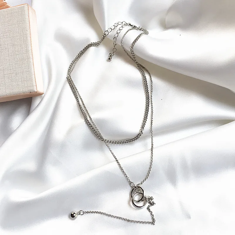 

Japan And Korea Necklace Clavicle Chain Female Tide Double Choker Fashion Jewelry Personality Contracted Long Pendant Female