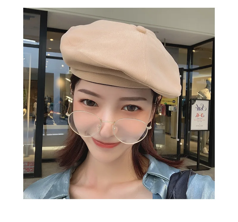 Вельветовая однотонная шляпа берет в японском Корейском стиле уличный головной