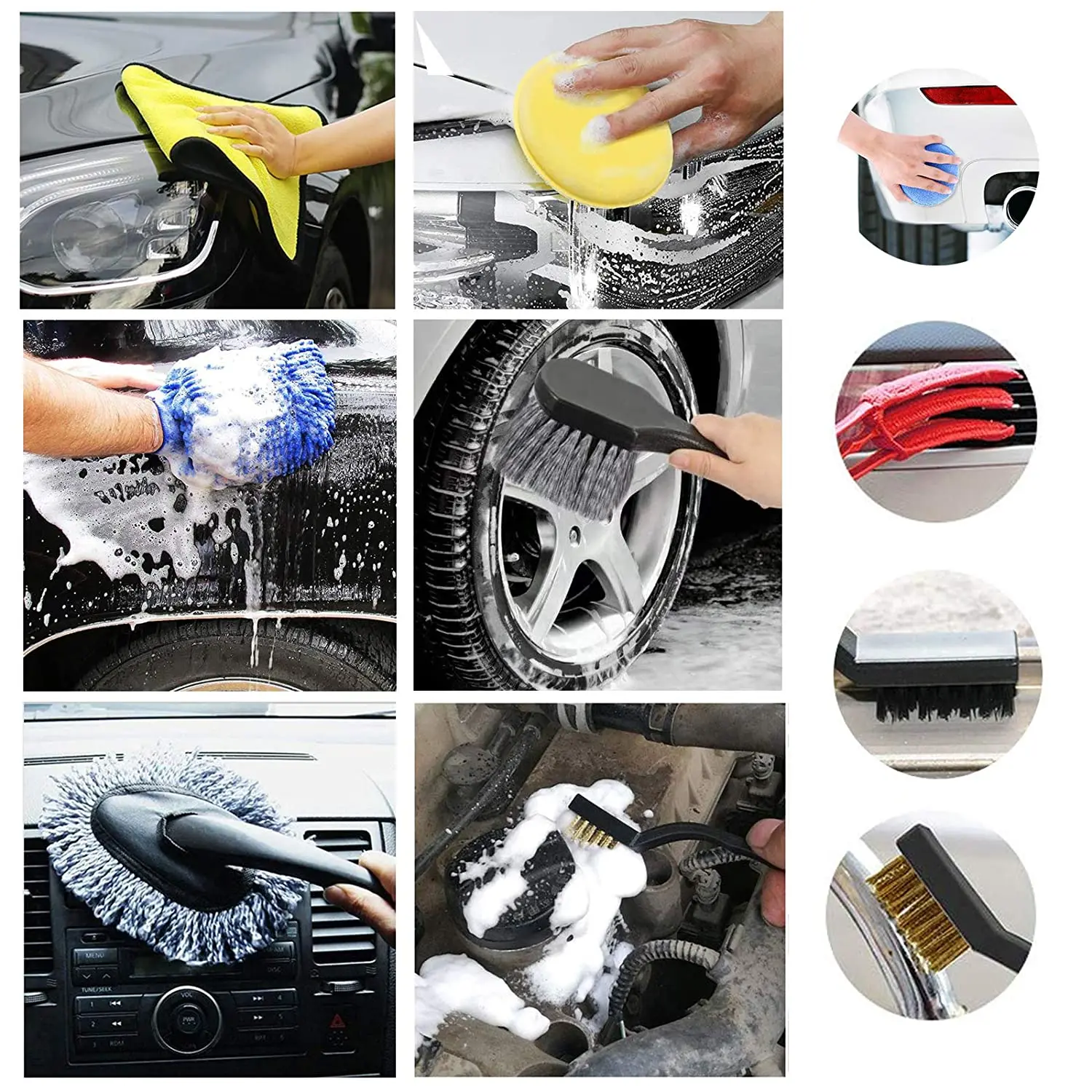 

17 Pcs Car Wheel Brush Set, Car Detailing Kit,13.5inch Long Soft Wheel Brush, 5 Car Detail Brush for Automotive Cleaning Wheels,
