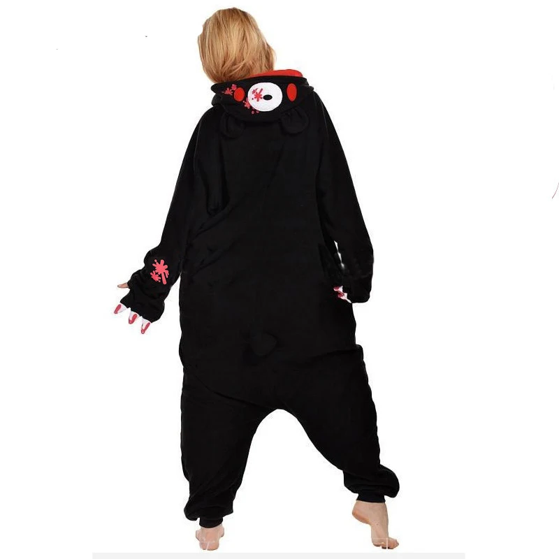 Мрачные медведь Kigurumi пижамы флисовые комбинезоны для взрослых мужчин и женщин