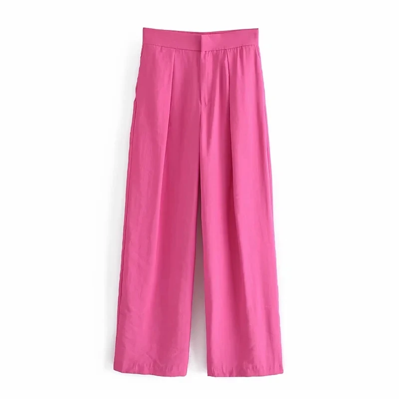

XNWMNZ Za Tide Slacks women straight full length high waist Wide-leg pants Female pocket Pantalon fashion Loose Legs Trousers