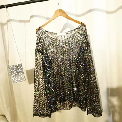 Новый женский модный вязаный свитер с вырезами и V-образным вырезом