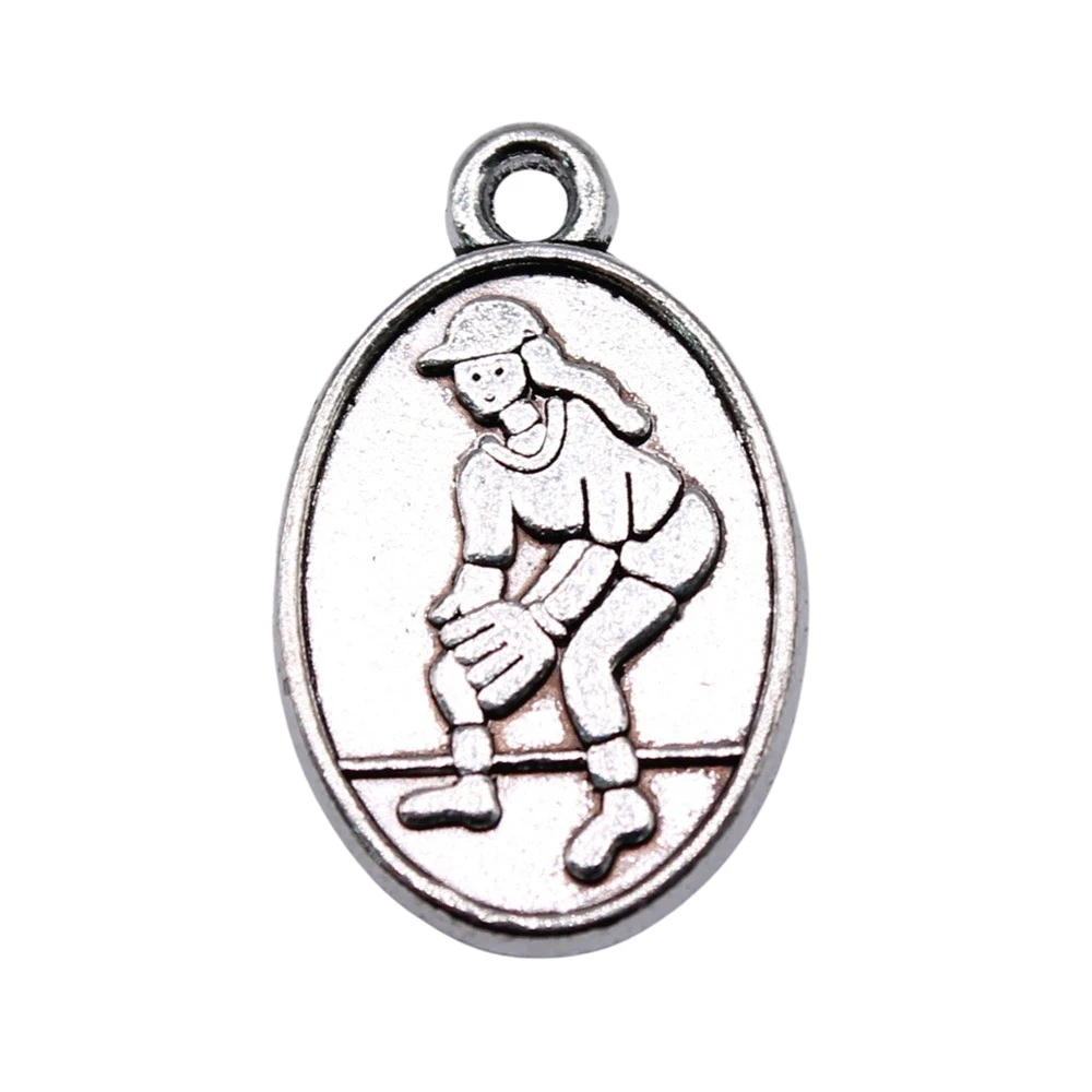 

10 шт, Софтбол, искусственный серебристый цвет 21x14 мм