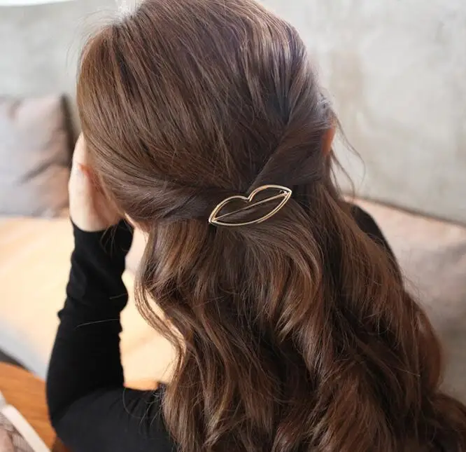 

Fashion Metal Leaf Hair Clip Barrettes Hairpin Hair Claws Women Girls Trend Charm Moon Round Triangle