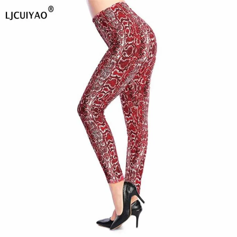 

Сексуальные женские спортивные Леггинсы LJCUIYAO, штаны для фитнеса с принтом змеиной кожи, штаны с высокой талией и эффектом пуш-ап, для тренир...