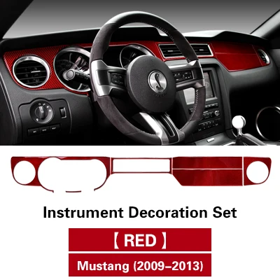 Whole set RED Для Ford Mustang 2009-2013 Автомобильные наклейки из углеродного волокна приборная панель внутренняя отделка Литые декоративные полосы - Название цвета: Whole set RED
