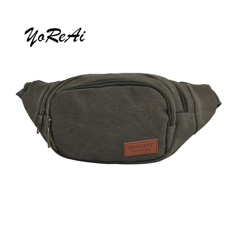 

YoReAi New Outdoor Canvas Running Pockets Letter Multi-function Riding Men's Phone Waist Bag Tactical Waterproof Pack Chest Bags