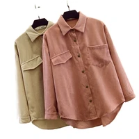 button up long sleeve jacket women for summer french vintage blouse french vintage blouse pocket coat autumn pink corduroy top