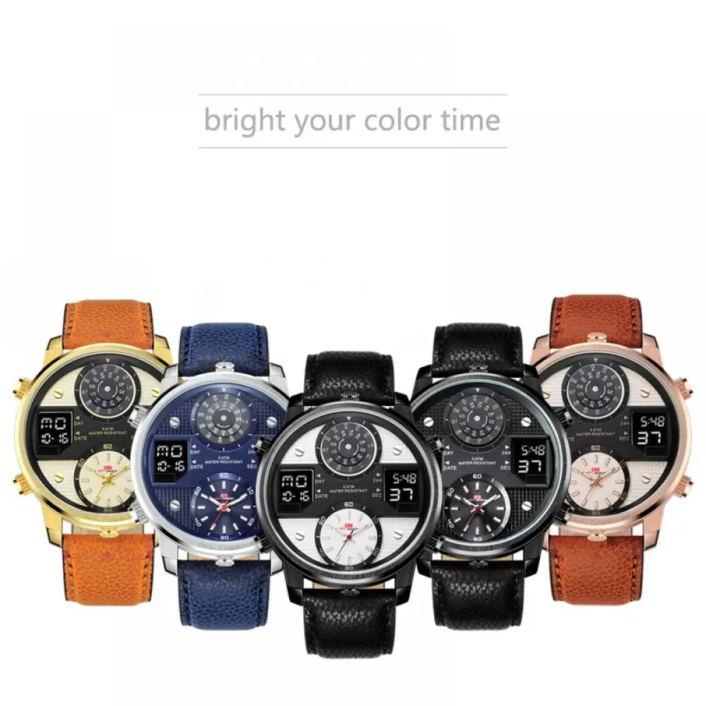 

Men Military Watch 30m Waterproof Wristwatch Three Display LED Quartz Clock Digital Sport Watches Male relogios masculino