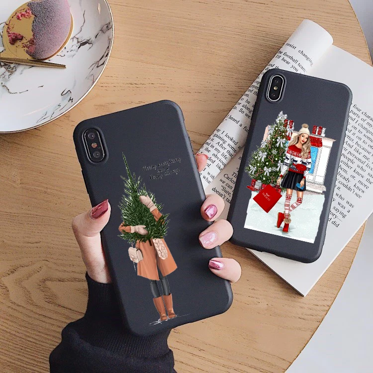 Новогодний модный силиконовый чехол для телефона девочек iPhone Xs 11 Pro Max 6S 7 8 Plus XR 5 SE