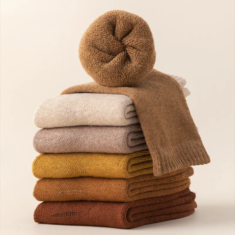 

Solid Terry Cotton Women Socks Keep Warm Soft Comfortable Thicken Winter Socks Simple Elastic Plush Towel Socks Women Size 34-39