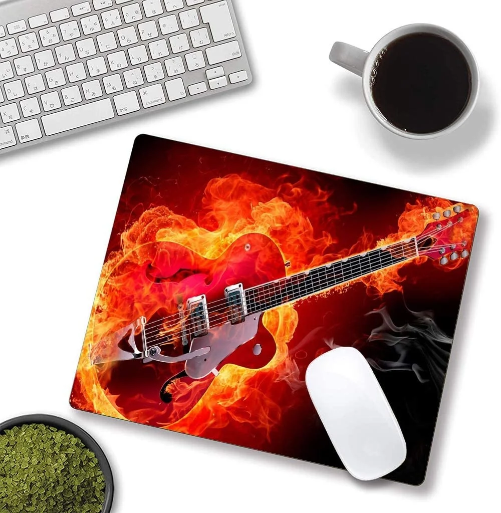 

MousePad Small Size New Desk Mat Anti-slip Anime Natural Rubber Kawaii Lovely Guitar Flame Office Decoration Carpet Keyboard Pad
