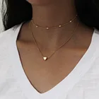 Корейская бижутерия эффектное ожерелье модное простое медное Сердце многослойное золотое ожерелье до ключиц женское колье оптовая продажа