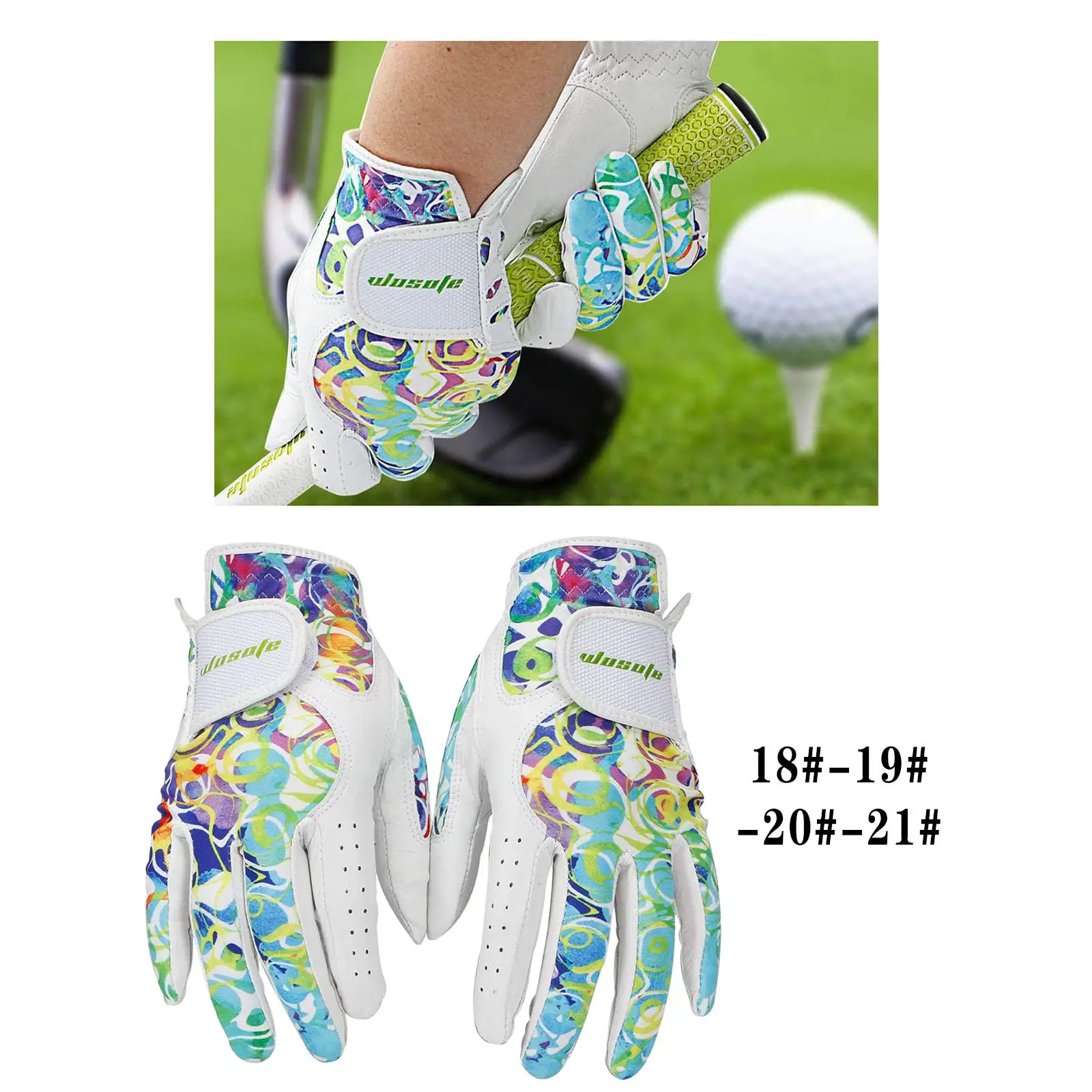 

1 Pair Golf Glove for Women's Left & Right Hand White Soft Leather Breathable Professional Golf Hand Wear Golf Accessories